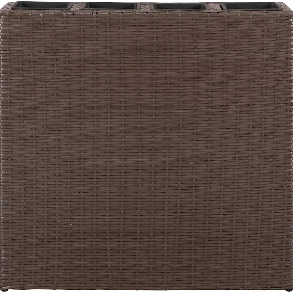 vidaXL Plantenbak verhoogd met 4 potten poly rattan bruin