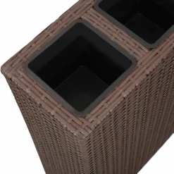 vidaXL Plantenbak verhoogd met 4 potten poly rattan bruin
