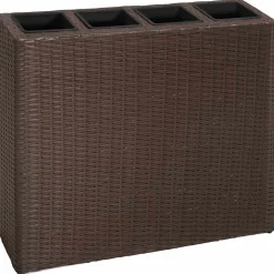 vidaXL Plantenbak verhoogd met 4 potten poly rattan bruin