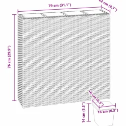 vidaXL Plantenbak verhoogd met 4 potten poly rattan bruin