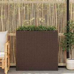 vidaXL Plantenbak verhoogd met 4 potten poly rattan bruin