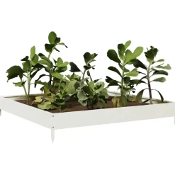 vidaXL Plantenbak verhoogd 100x100x18,5 cm staal wit