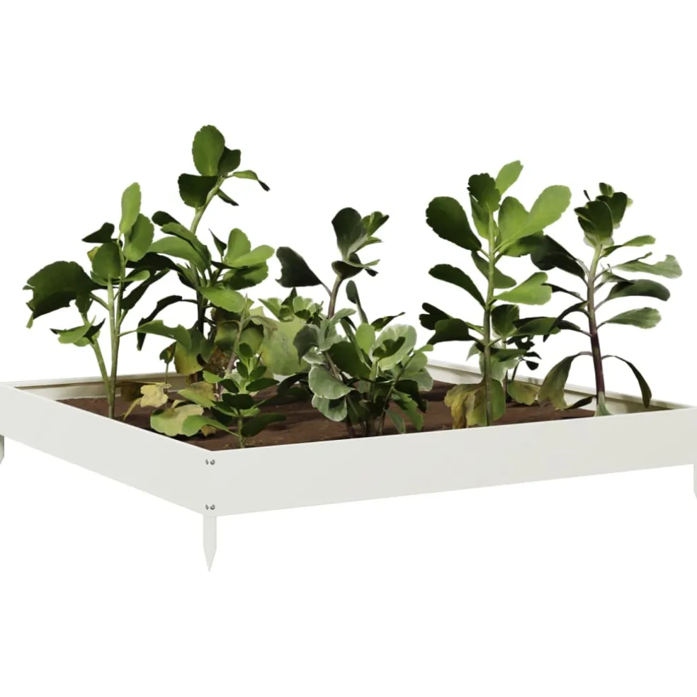 vidaXL Plantenbak verhoogd 100x100x18,5 cm staal wit