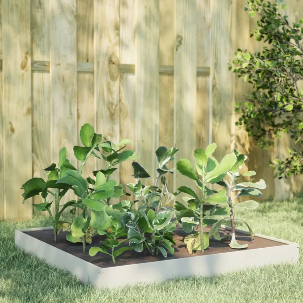 vidaXL Plantenbak verhoogd 100x100x18,5 cm staal wit