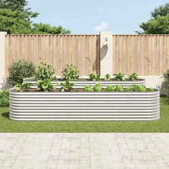 vidaXL Plantenbak verhoogd 400x80x81 cm gegalvaniseerd staal zilver