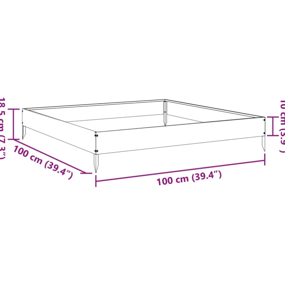 vidaXL Plantenbak verhoogd 100x100x18,5 cm staal antracietkleurig