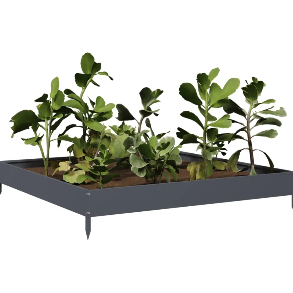 vidaXL Plantenbak verhoogd 100x100x18,5 cm staal antracietkleurig