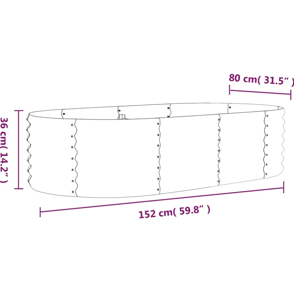 vidaXL Plantenbak 152x80x36 cm gegalvaniseerd staal antracietkleurig