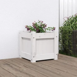vidaXL Plantenbak 31x31x31 cm massief grenenhout wit