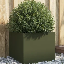 vidaXL Plantenbak 32x30x29 cm staal olijfgroen