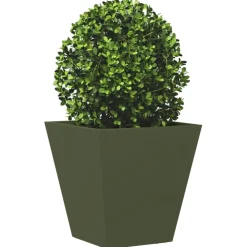 vidaXL Plantenbak 30x30x30 cm staal olijfgroen