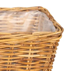 vidaXL Plantenmand met opslag GENDT 3 st Natuurlijk Bruin Kubu Rattan