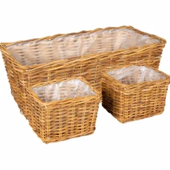 vidaXL Plantenmand met opslag GENDT 3 st Natuurlijk Bruin Kubu Rattan