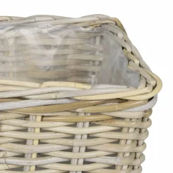 vidaXL Plantenmand met opslag GENDT 3 st Natuurlijk grijs Kubu Rattan