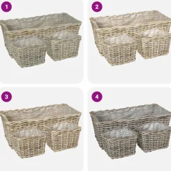vidaXL Plantenmand met opslag GENDT 3 st Natuurlijk grijs Kubu Rattan