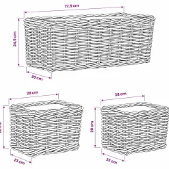 vidaXL Plantenmand met opslag GENDT 3 st Natuurlijk grijs Kubu Rattan