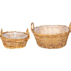 vidaXL Plantenmand met opslag GENDT 2 st Natuurlijk Bruin Kubu Rattan