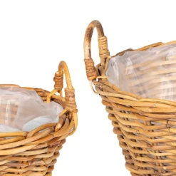 vidaXL Plantenmand met opslag GENDT 2 st Natuurlijk Bruin Kubu Rattan
