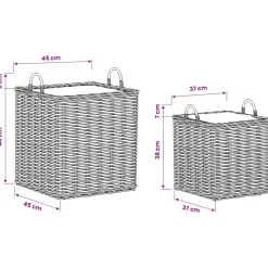vidaXL Plantenmand met opslag GENDT 2 st Natuurlijk grijs Kubu Rattan