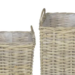vidaXL Plantenmand met opslag GENDT 2 st Natuurlijk grijs Kubu Rattan
