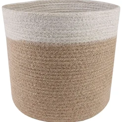 vidaXL Plantenpot Set 2 st Natuurlijk en Wit Ø 28 x 28 cm