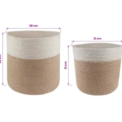 vidaXL Plantenpot Set 2 st Natuurlijk en Wit Ø 28 x 28 cm