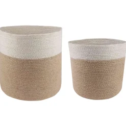 vidaXL Plantenpot Set 2 st Natuurlijk en Wit Ø 28 x 28 cm