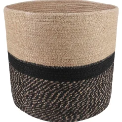 vidaXL Plantenpot Set 2 st Naturel en Zwart Ø 28 x 28 cm