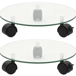 vidaXL Plantenrollers rond 28 cm gehard glas 2 st