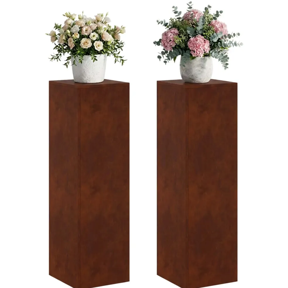 vidaXL Plantenstandaard 2 pcs Roestkleurig 30 x 30 x 100 cm