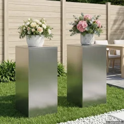 vidaXL Plantenstandaard 2 pcs zilver 40 x 40 x 80 cm Roestvrij staal