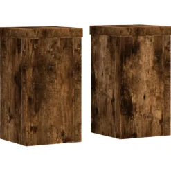 vidaXL Plantenstandaard 2 st Gerookt eiken 10 x 10 x 18 cm