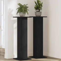 vidaXL Plantenstandaard 2 st Zwart Eiken 30 x 30 x 95 cm Bewerkt hout