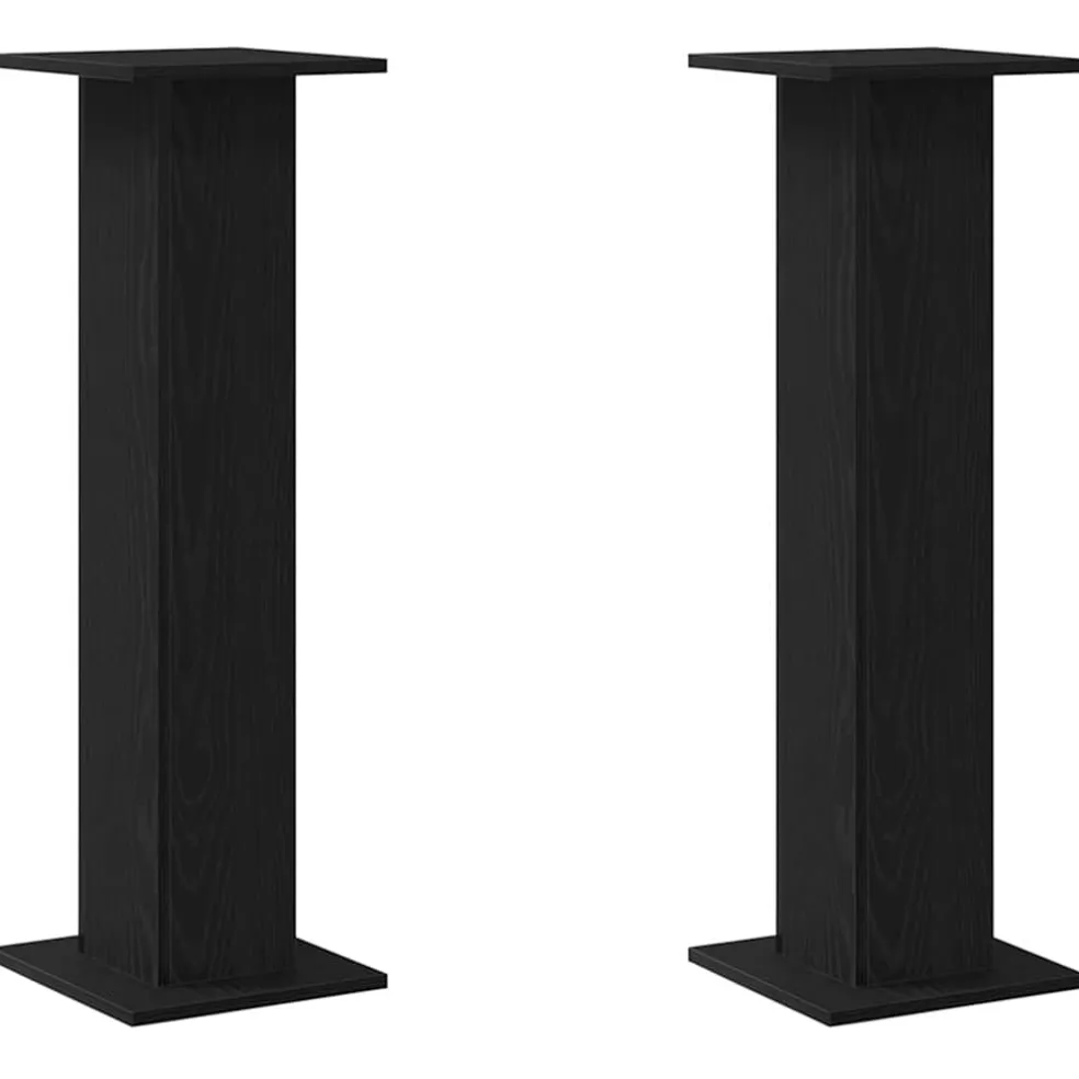 vidaXL Plantenstandaard 2 st Zwart Eiken 30 x 30 x 95 cm Bewerkt hout