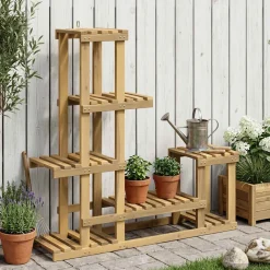 vidaXL Plantenstandaard Wit 93,5 x 25 x 91,5 cm Massief Acaciahout