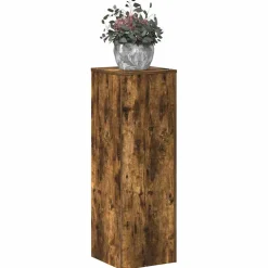 vidaXL Plantenstandaard 33x33x100 cm bewerkt hout gerookt eikenkleurig