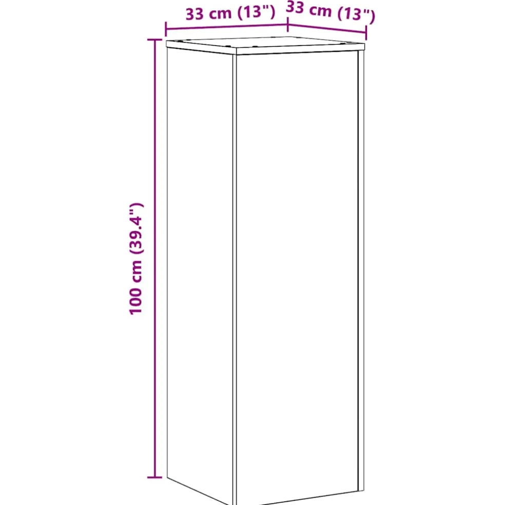 vidaXL Plantenstandaard 33x33x100 cm bewerkt hout gerookt eikenkleurig