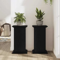 vidaXL Plantenstandaard Zwart eiken 33 x 33 x 60 cm Bewerkt hout