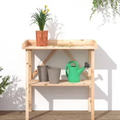 vidaXL Plantentafel met schap 78x38x82,5 cm massief vurenhout
