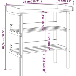 vidaXL Plantentafel met schappen 78x38x82,5 cm vurenhout bruin