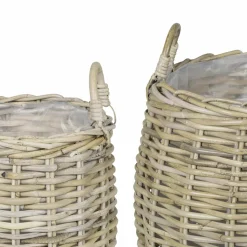 vidaXL Plantermand met opslag GENDT 2 st Natuurlijk grijs Kubu Rattan