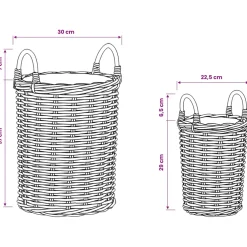 vidaXL Plantmand met opslag GENDT 2 st Natuurlijk grijs Kubu Rattan