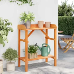 vidaXL Planttafel met plank Bruin 75 x 40 x 90 cm Massief grenenhout