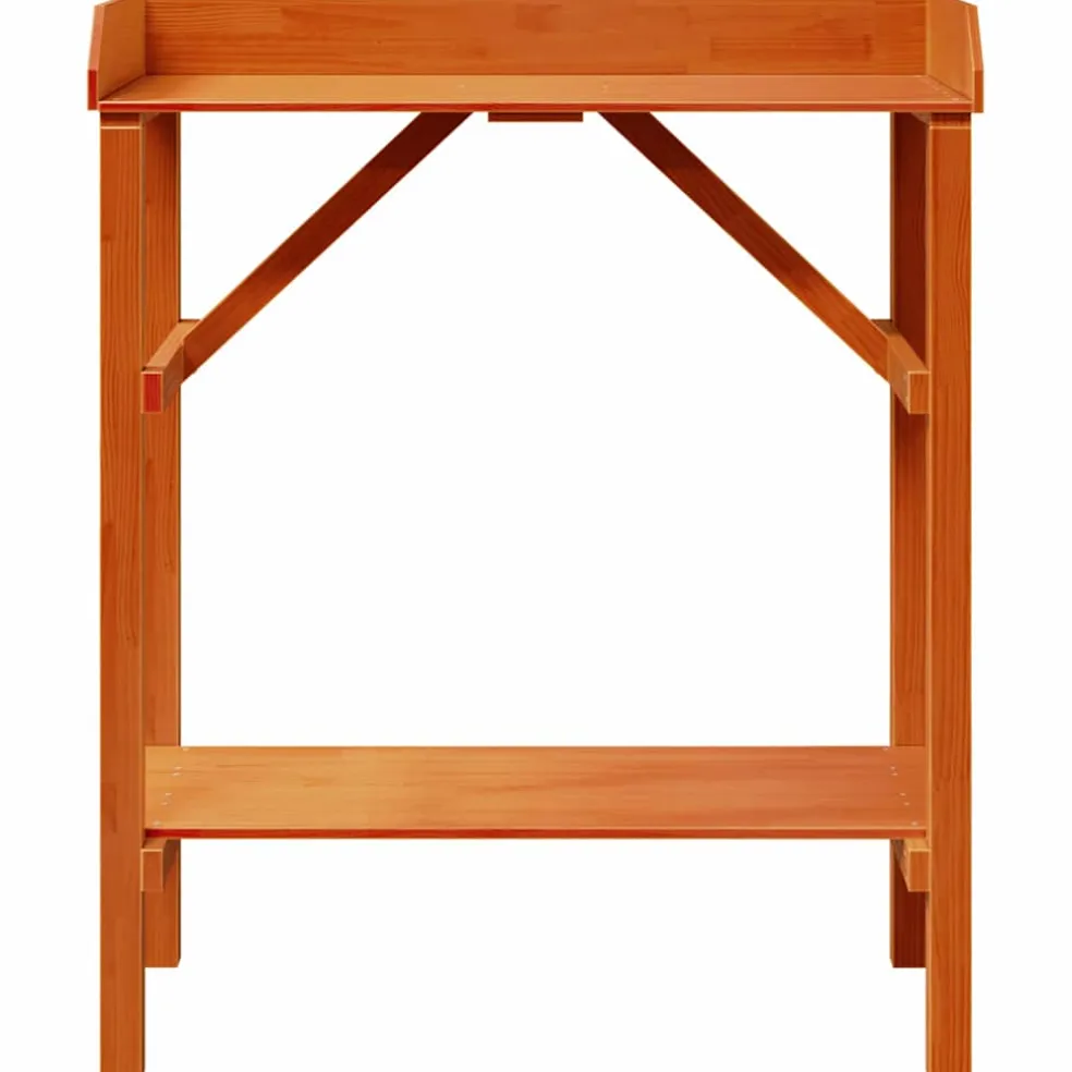vidaXL Planttafel met plank Bruin 75 x 40 x 90 cm Massief grenenhout