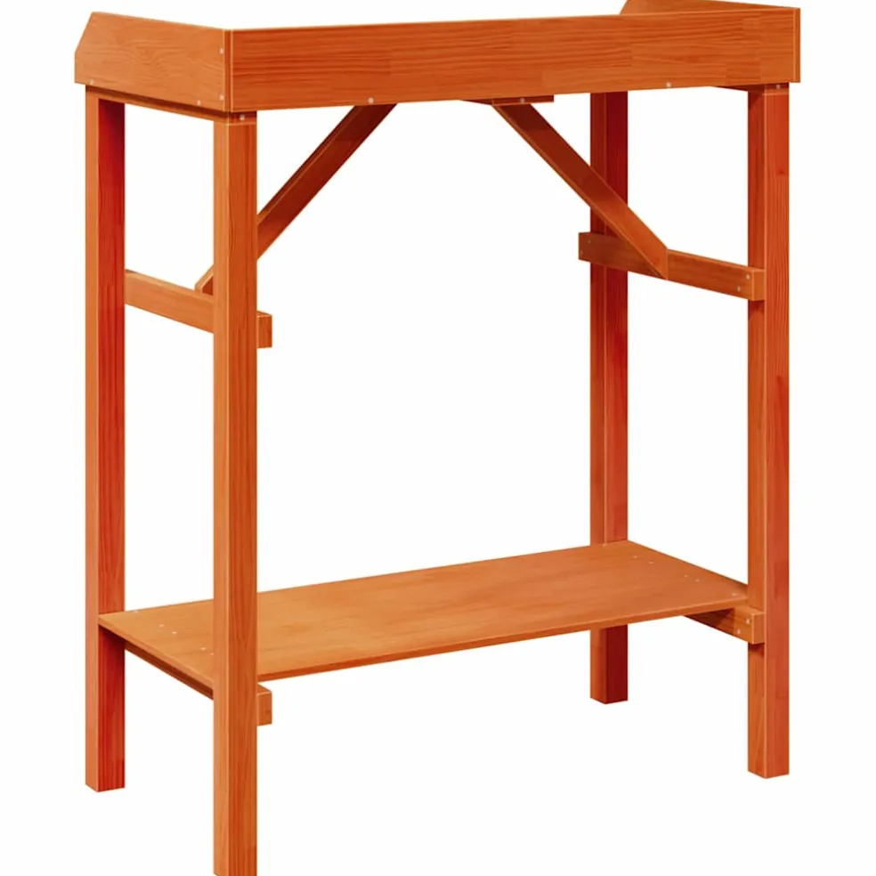 vidaXL Planttafel met plank Bruin 75 x 40 x 90 cm Massief grenenhout