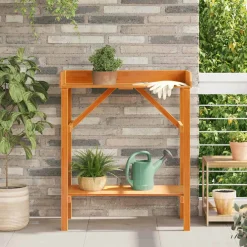 vidaXL Planttafel met plank Bruin 75 x 40 x 90 cm Massief grenenhout