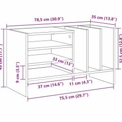 vidaXL Platenkast Beton Grijs 78.5 x 35 x 45 cm Bewerkt hout
