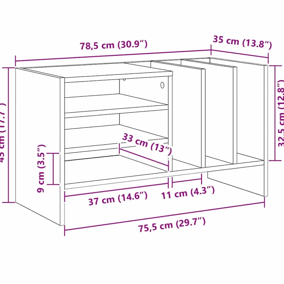 vidaXL Platenkast Beton Grijs 78.5 x 35 x 45 cm Bewerkt hout