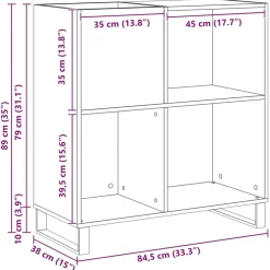 vidaXL Platenkast Oud hout 84,5 x 38 x 89 cm Bewerkt hout