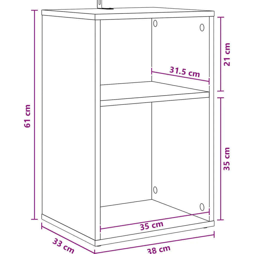 vidaXL Platenkast Wit 38 x 33 x 61 cm Bewerkt hout